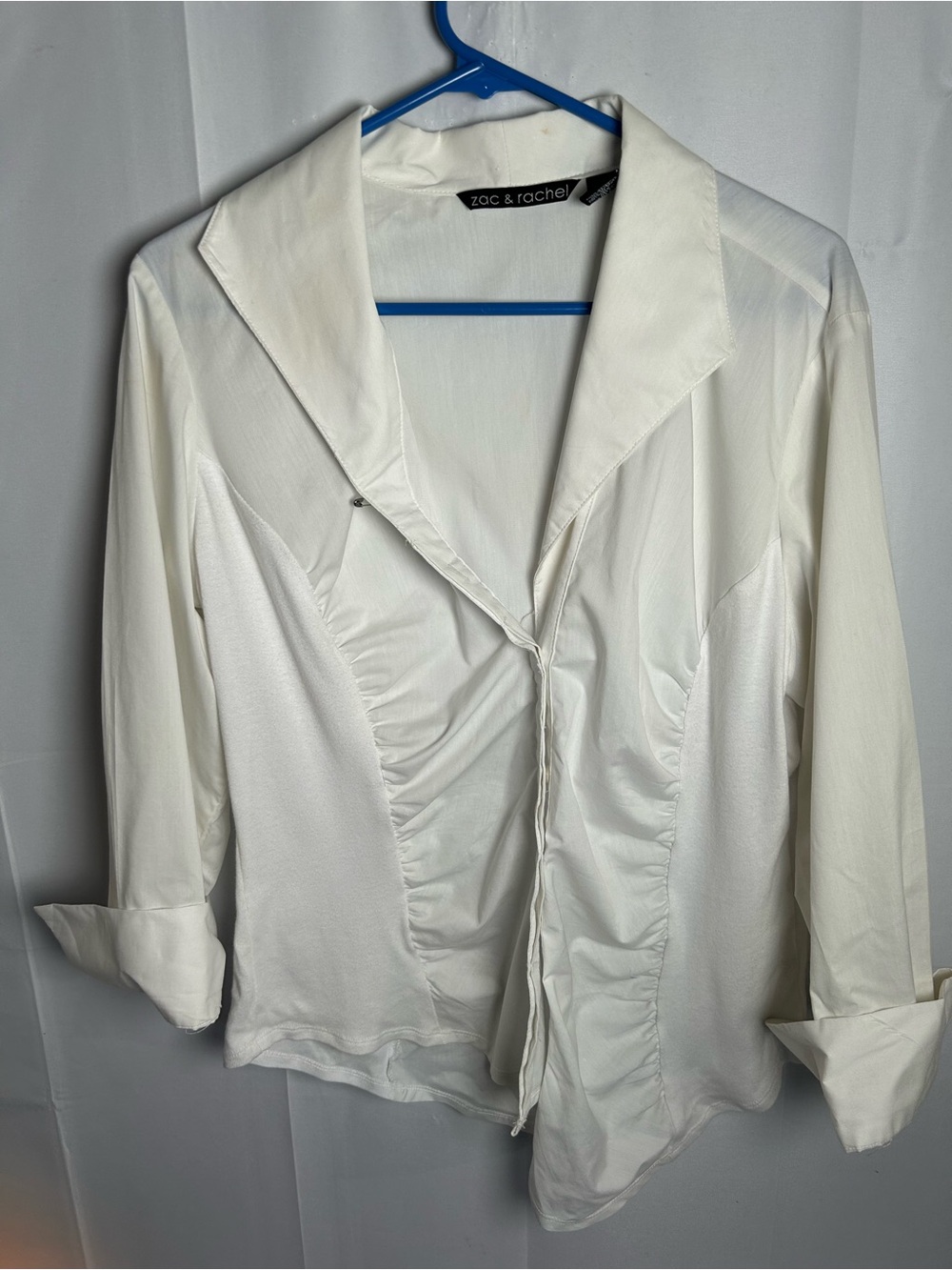 Zac & Rachel Cream Ruffled Front Blouse - Picture 1 of 13